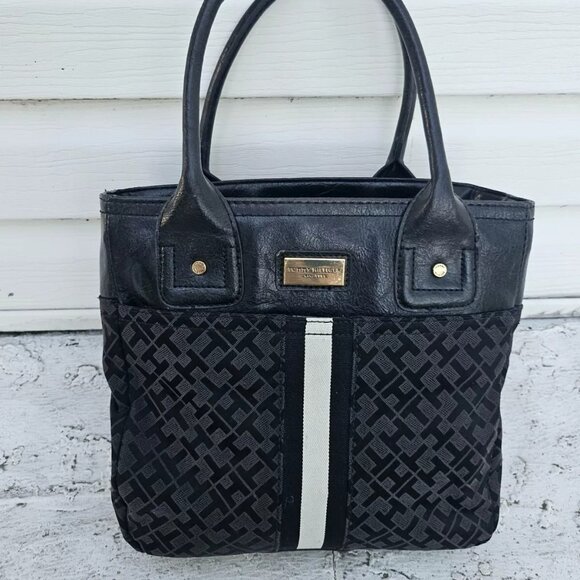 Tommy Hilfiger Handbags - Tommy Hilfiger Women Handbag Black Canvas/Leather Bag TH Signature Shoulder Bag